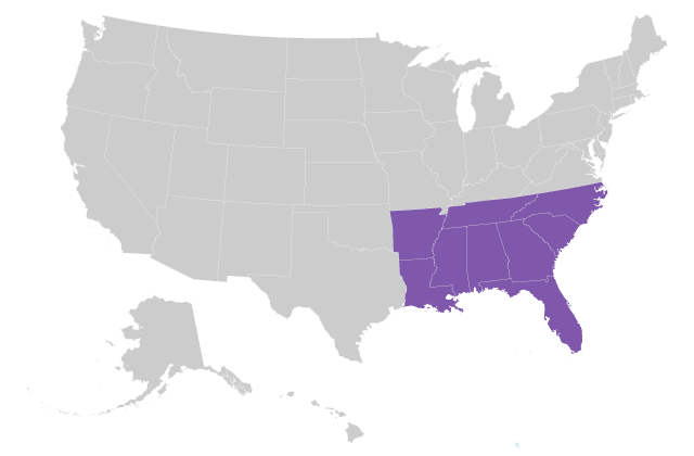 Monarch Southeast map